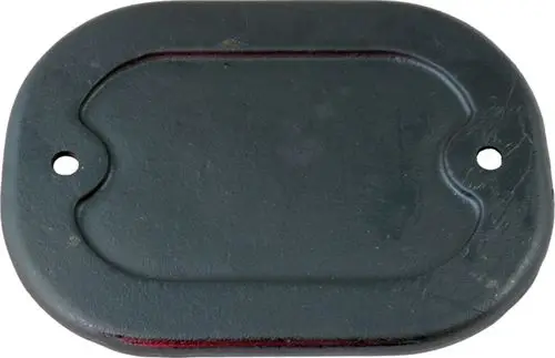Reinigungsdeckel in schwarzer Farbe mit zwei Befestigungslöchern, passend für Wolf MK-2 Geräte. Die Oberfläche ist glatt und ohne erkennbare Markierungen.